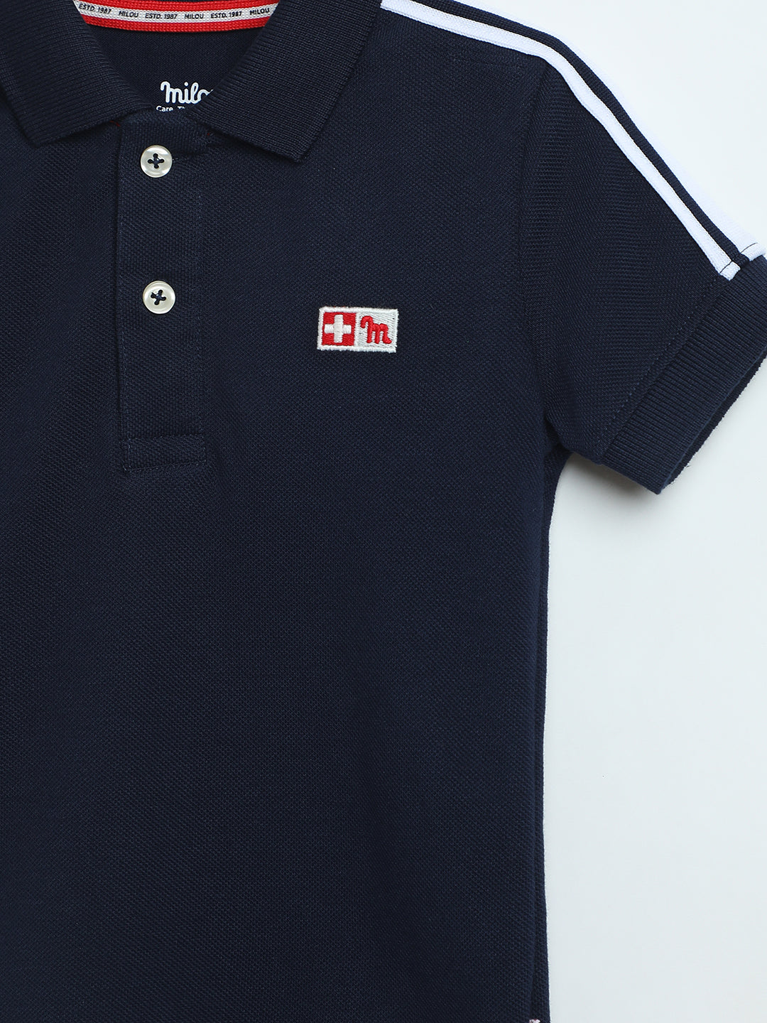 Kids Navy Polo T-Shirt | Boys Cotton Piqué Polo | Milou Kids