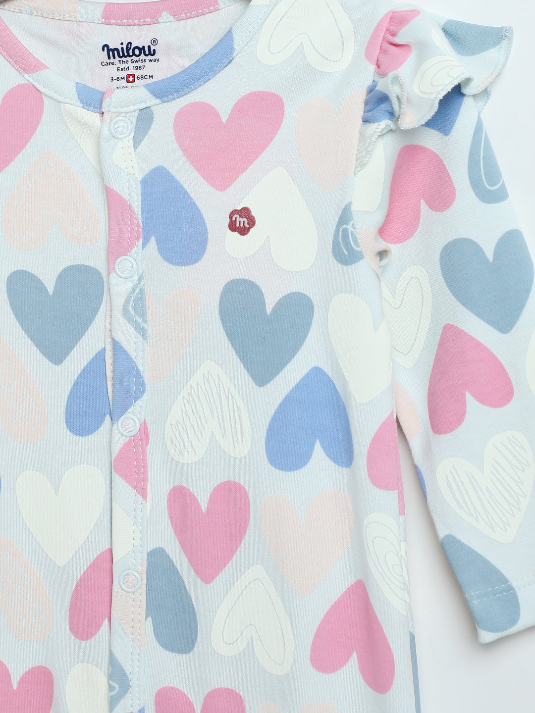 Milou Infant Girls Heart Print Bodysuit White