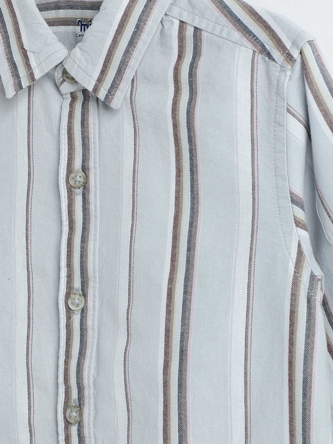 Milou Boys Full Sleeve Stripedd Bio-Washed Shirt Grey Striped