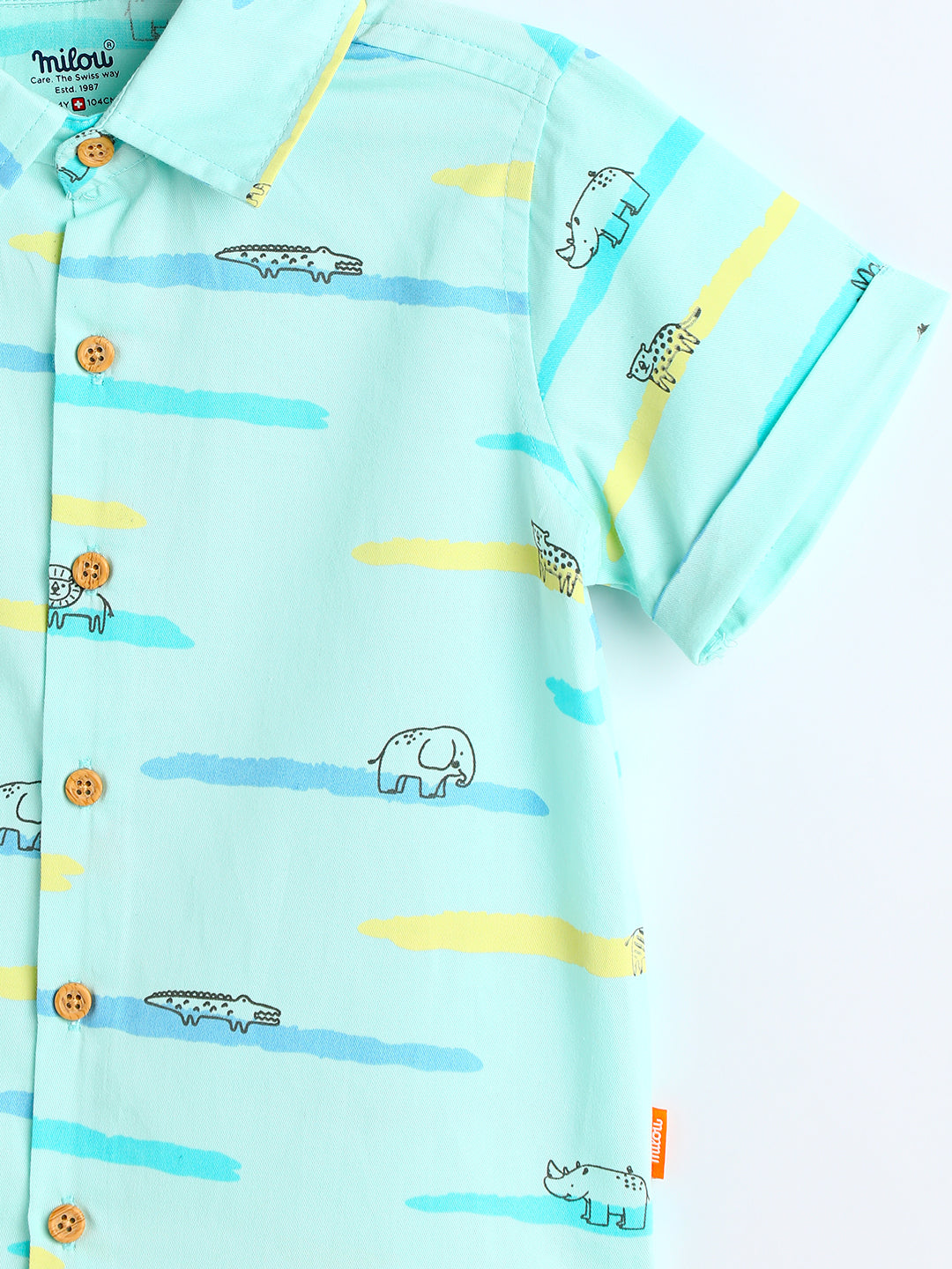 Milou Kids Cotton half Sleeves printed Bio Washed Shirt for Boys-TBANSHT020-MLJD