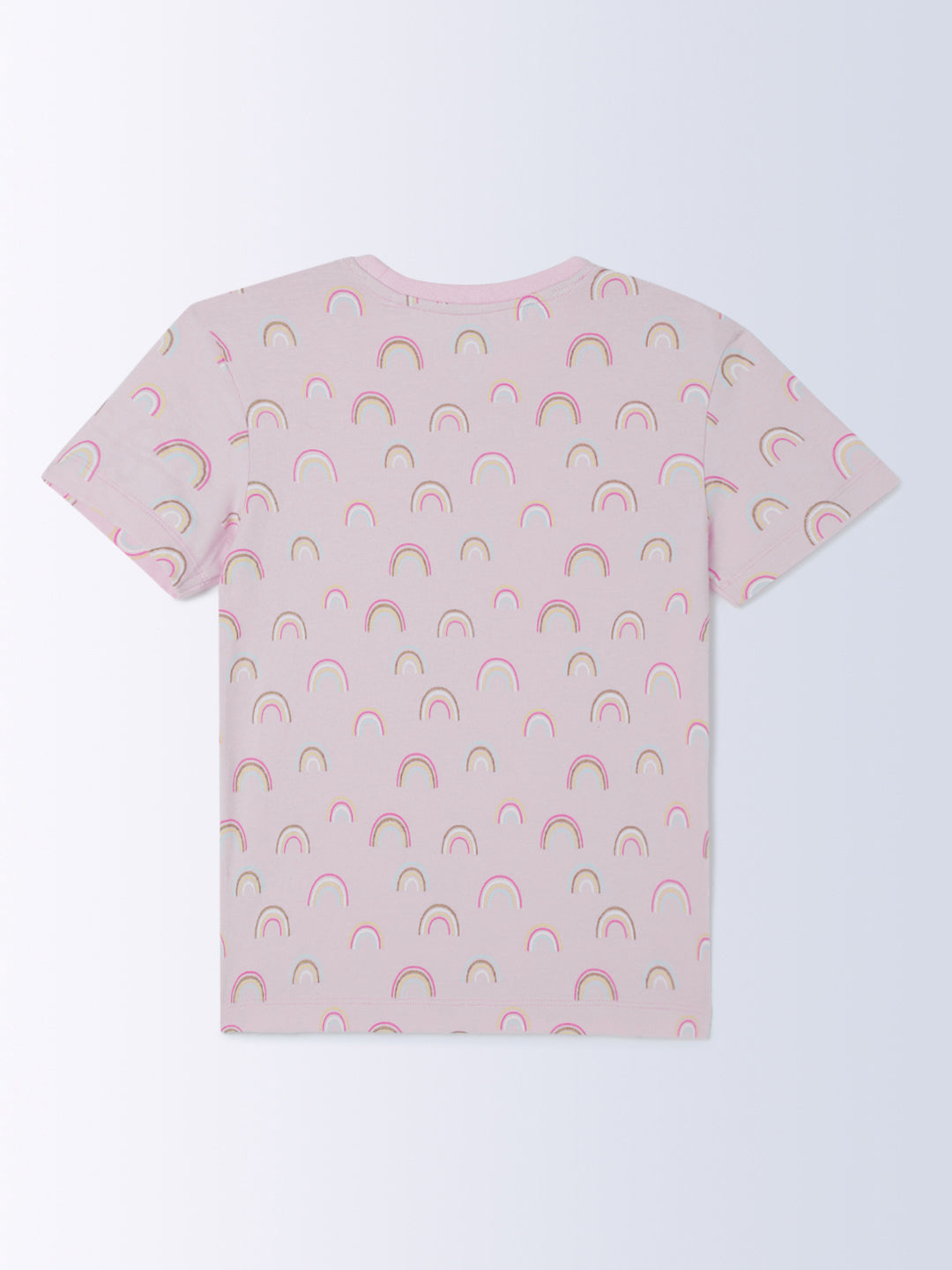 Milou Cotton Bio Washed Printed Short Sleeve Homewear T-Shirt And Pajama Set -Pink