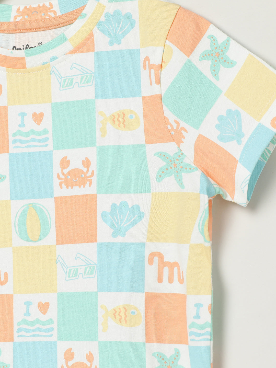 Milou Kids Half Sleeve Cotton Bio Washed Printed T-Shirt for Boys -White Alyssum