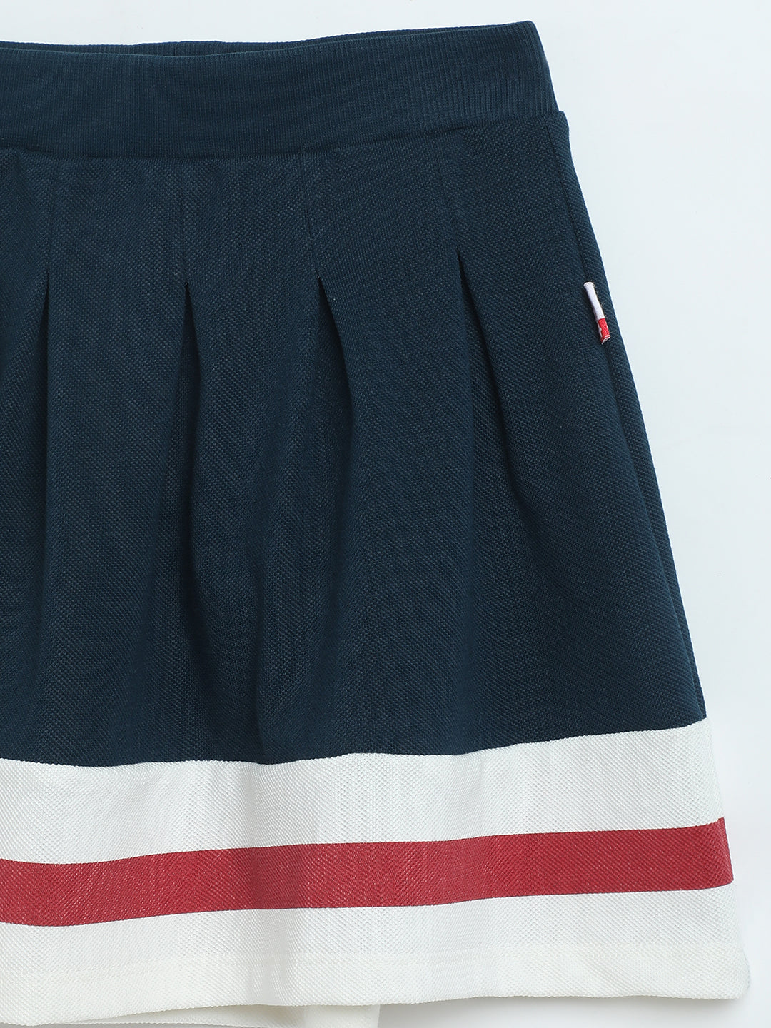 Milou Girls Tennis Knit Skirt Navy Blue Stripe