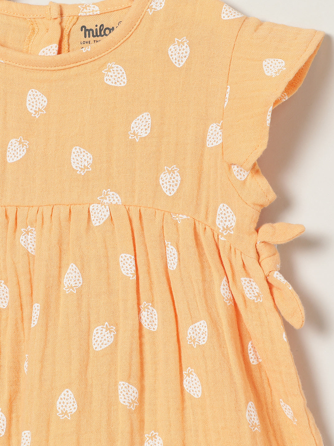Milou Baby Girls Orange Printed Cotton Dress
