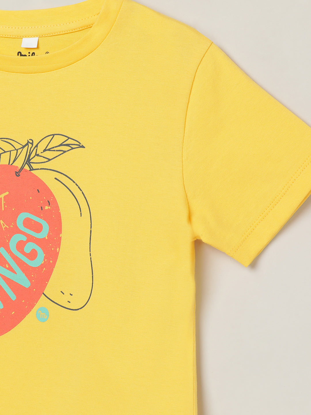 Milou Kids Cotton Bio Washed Printed Rub N Smell Mango T-Shirt for Girls -Yellow