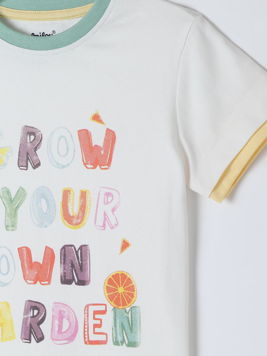 Milou Kids Cotton Half Sleeves Printed Bio Washed T-Shirt for Boys -White