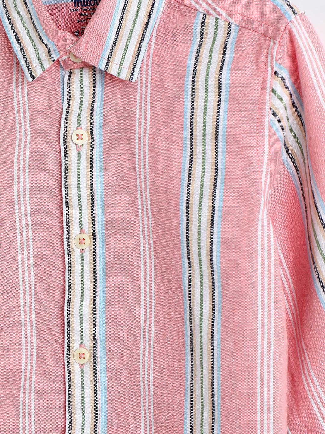 Milou Kids Cotton Full Sleeves Striped Bio Washed Shirt for Boys-SH-RE019-PKWH