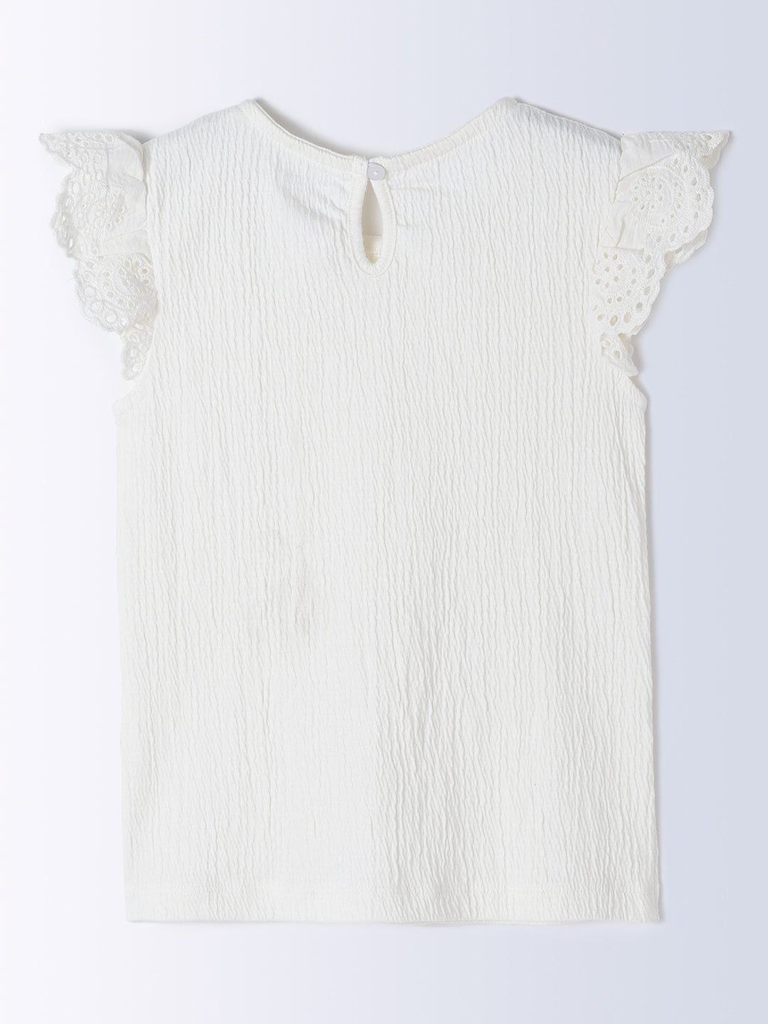Milou Kids Cotton Self-Designed Solid Bio Washed Pinafore Set for Girls - White