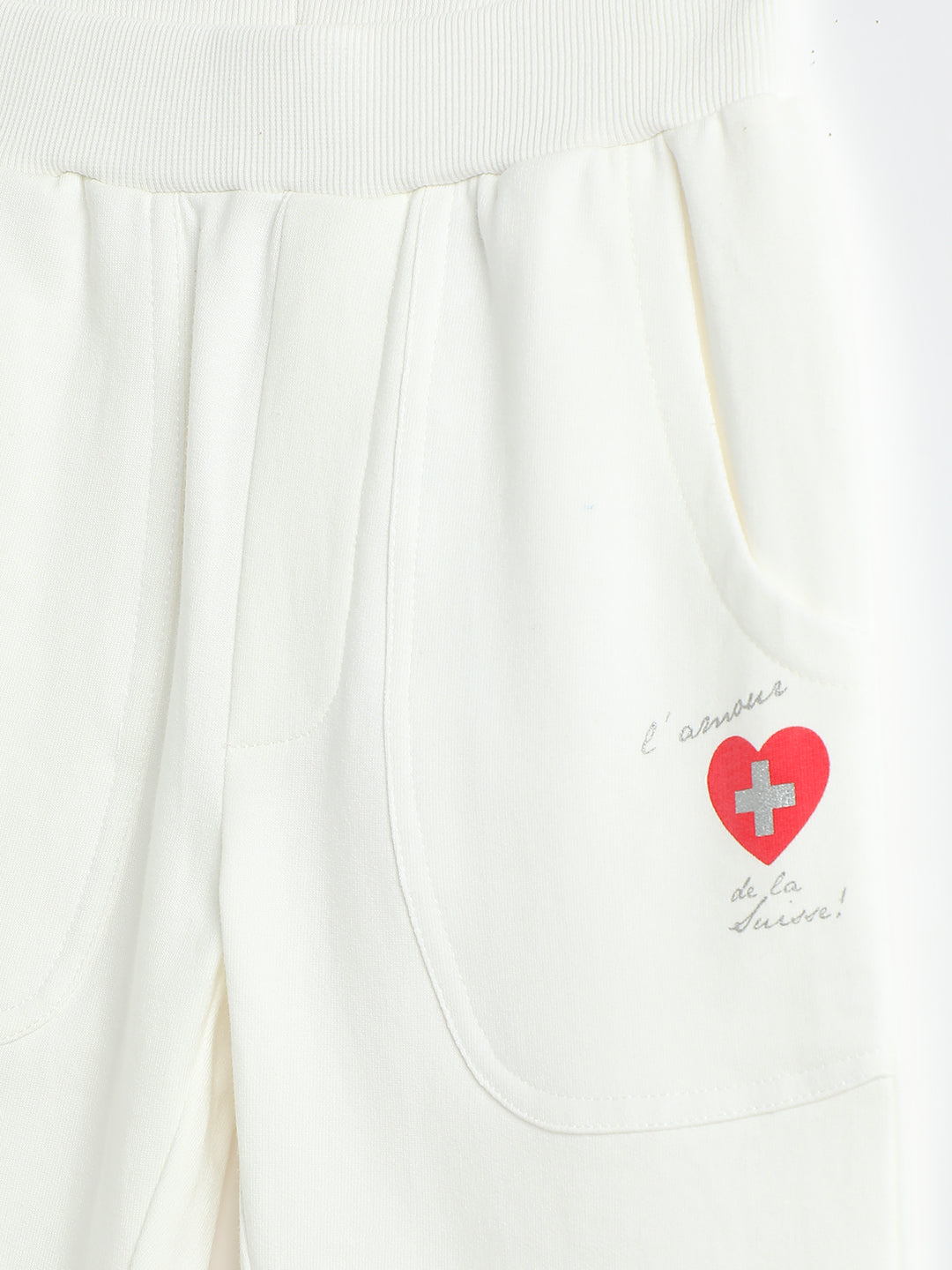 Milou Kids Cotton Solid Full Length Bio Washed Pants for Girls -SUGTRK018-WH