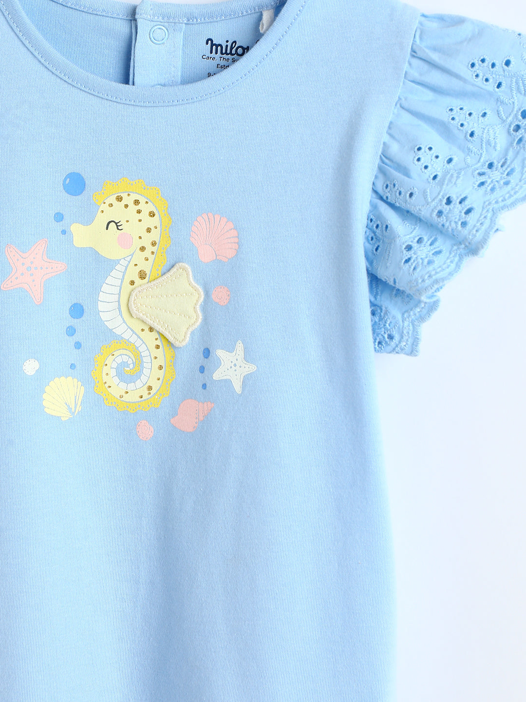 Milou Kids Cotton Bio Washed Printed Top for Girls -MGBBG007-CLBL