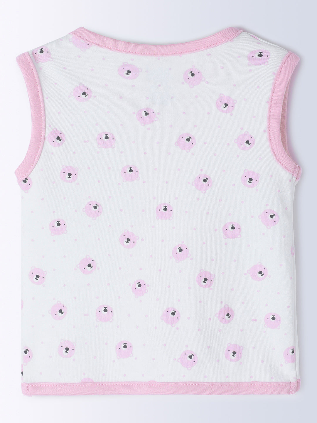 Milou Kids Cotton Bio Washed Bear Printed Pack of 3 Jabla for Boys & Girls - White