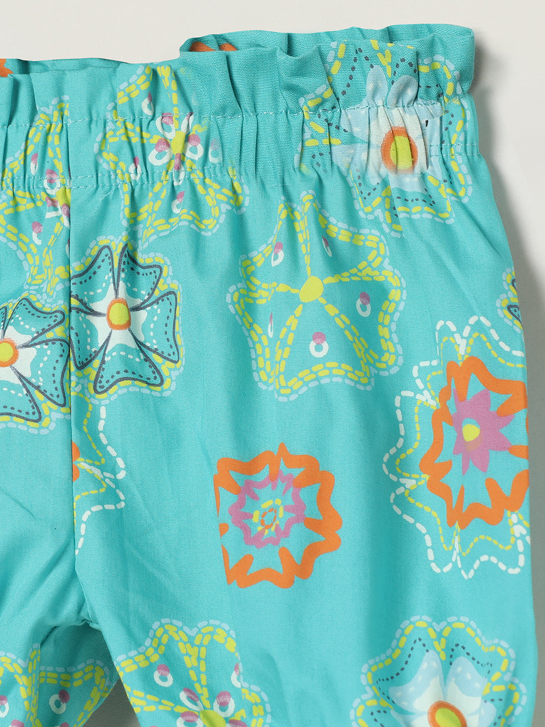 Milou Kids Cotton Bio Washed Printed Girls Shorts for Girls -Teal