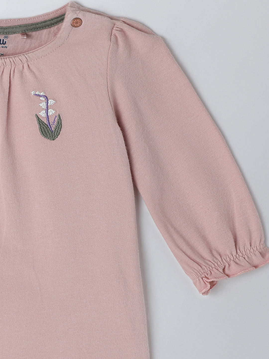 Milou Kids Cotton Full Sleeves Bio Washed Top for Girls - Pink