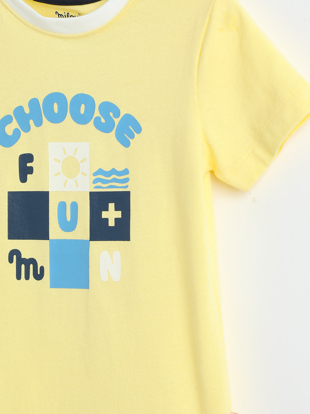 Milou Cotton Half Sleeves Bio Washed Printed T-Shirt -BBASICTEE004-YL