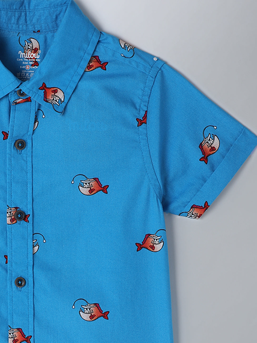 Milou Kids Cotton Half Sleeves All Over Printed Bio Washed Shirt for Boys SH-CU007