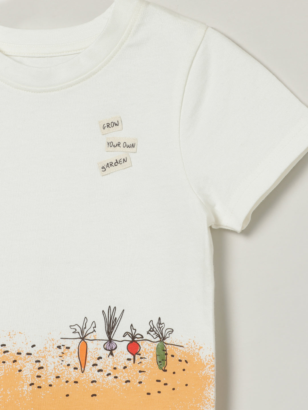 Milou Kids Half Sleeve Cotton Bio Washed Double Coloured Printed T-Shirt for Boys -White Alyssum