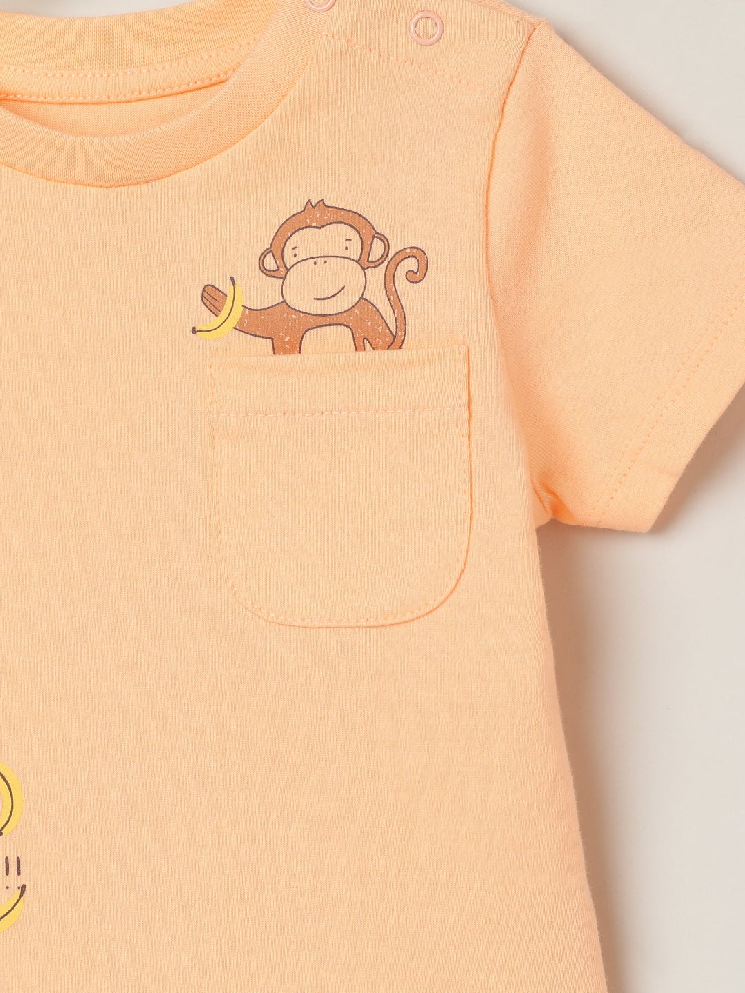Milou Boys Bio-Washed T-Shirt & Shorts Set Peach & Blue