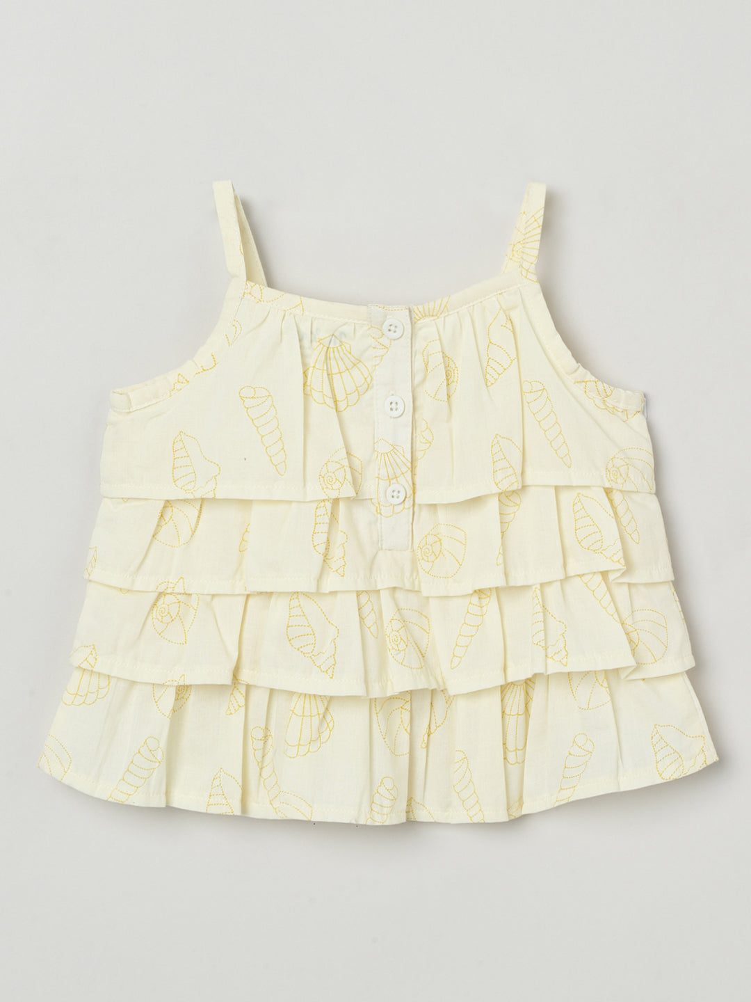 Milou Girls Flared Top & Shorts Co-ord Set Pastel Yellow