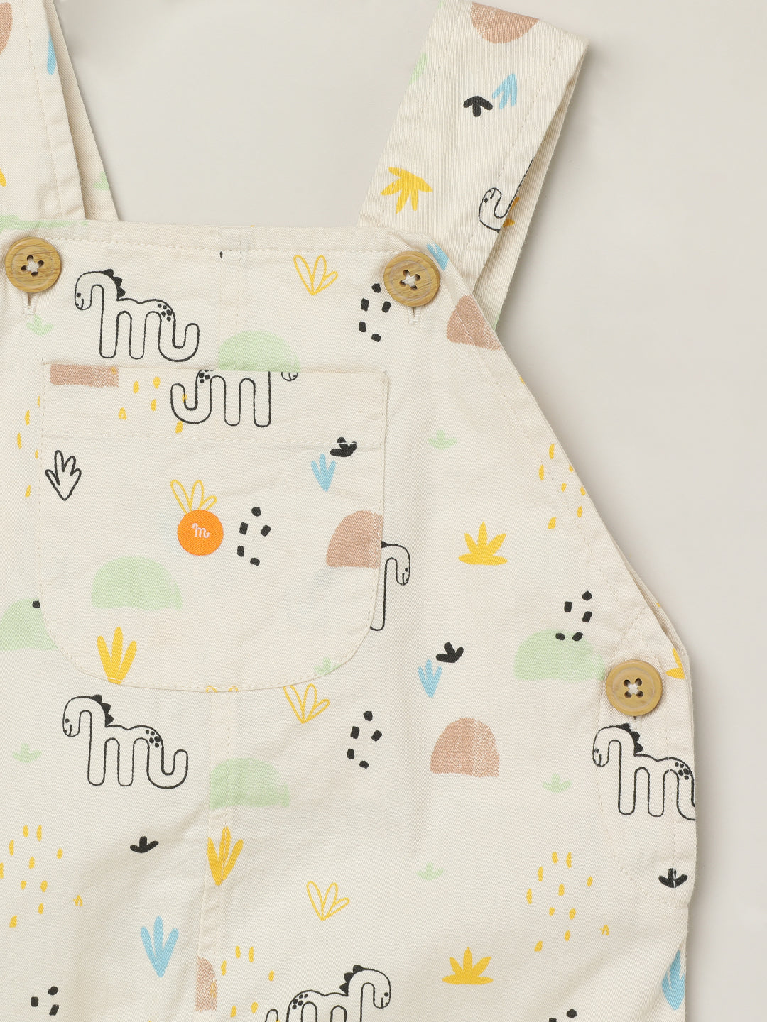 Milou Baby Boys Printed Dungaree White Animal Print