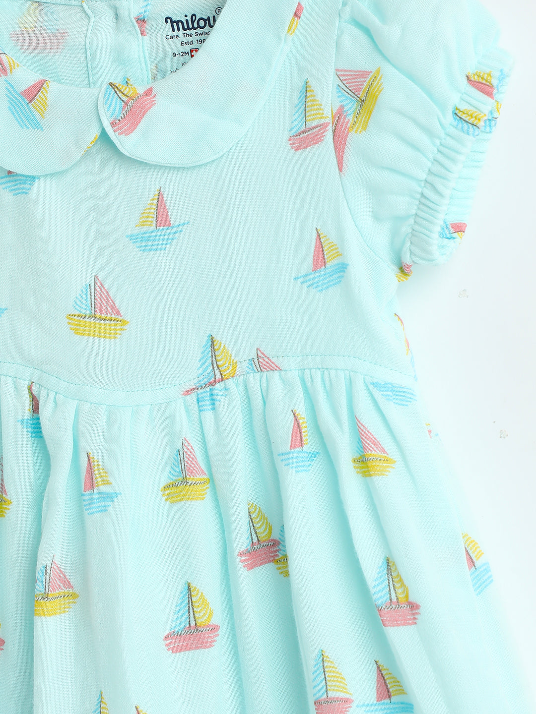 Milou Girls Blue Printed Cotton Dress