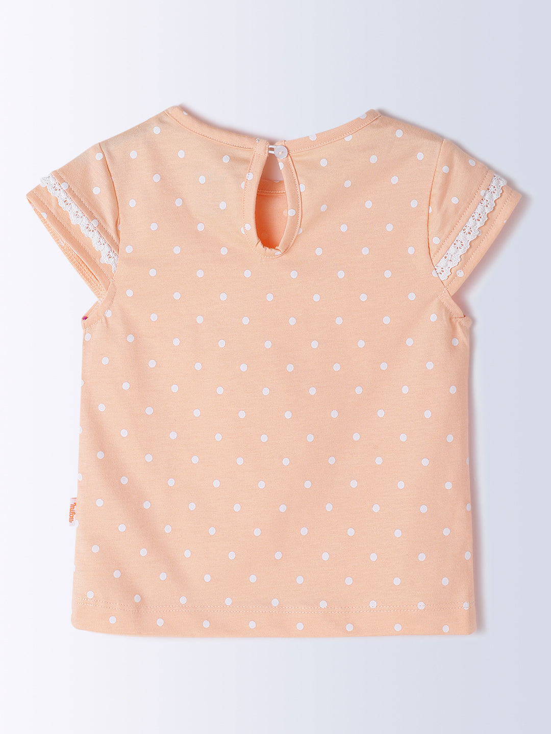 Milou Kids Cotton Solid Bio Washed Top & Shorts Co-ord Set for Girls - Peach & Grey