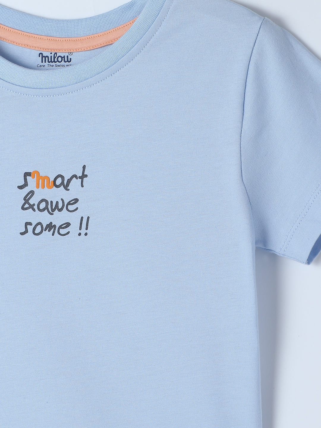 Milou Kids Cotton Half Sleeves Solid Bio Washed T-Shirt for Boys BBASICTEE002