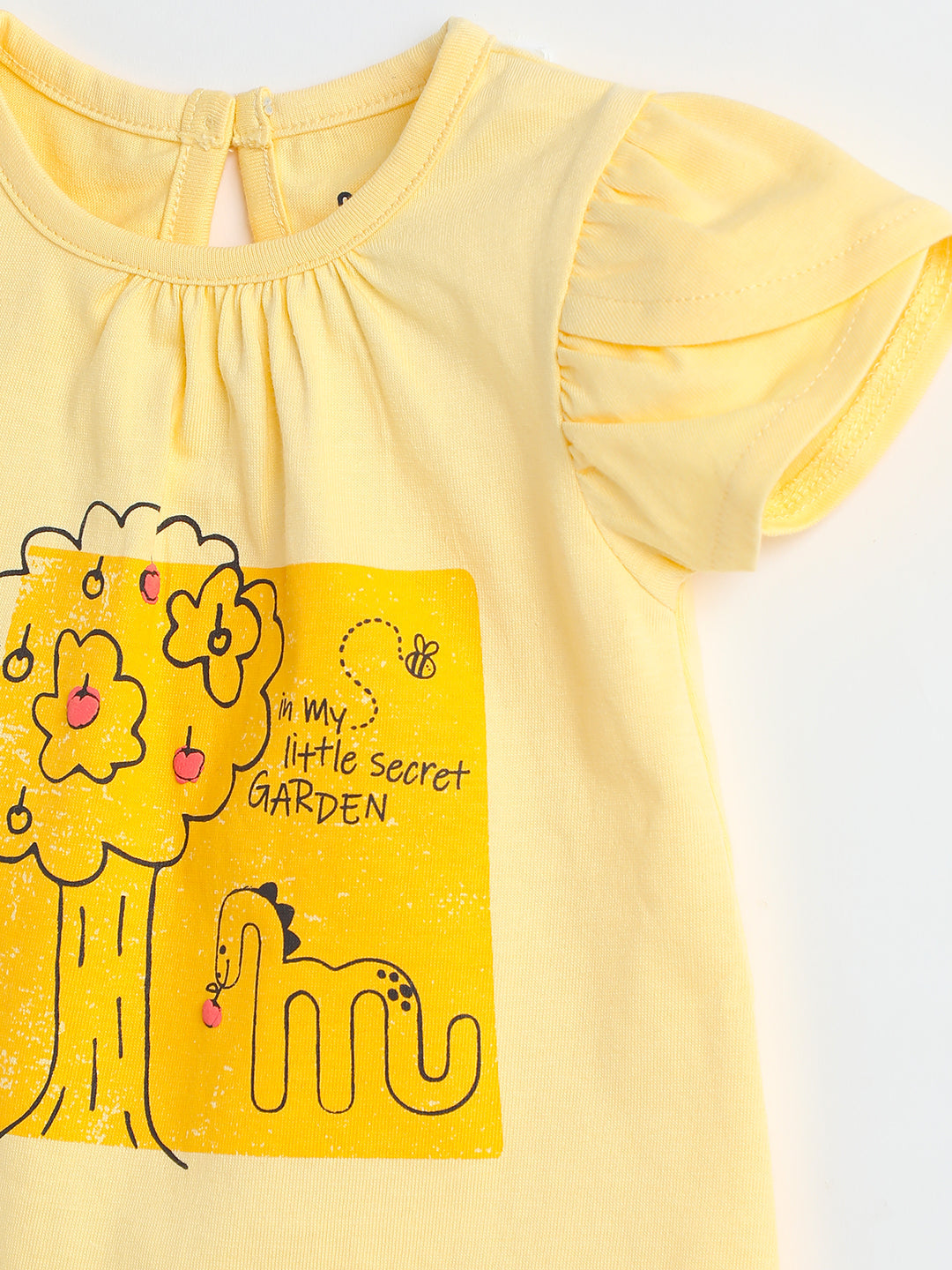 Milou Kids Cotton Bio Washed Printed Top for Girls -TGVGTS037-GLDHZ