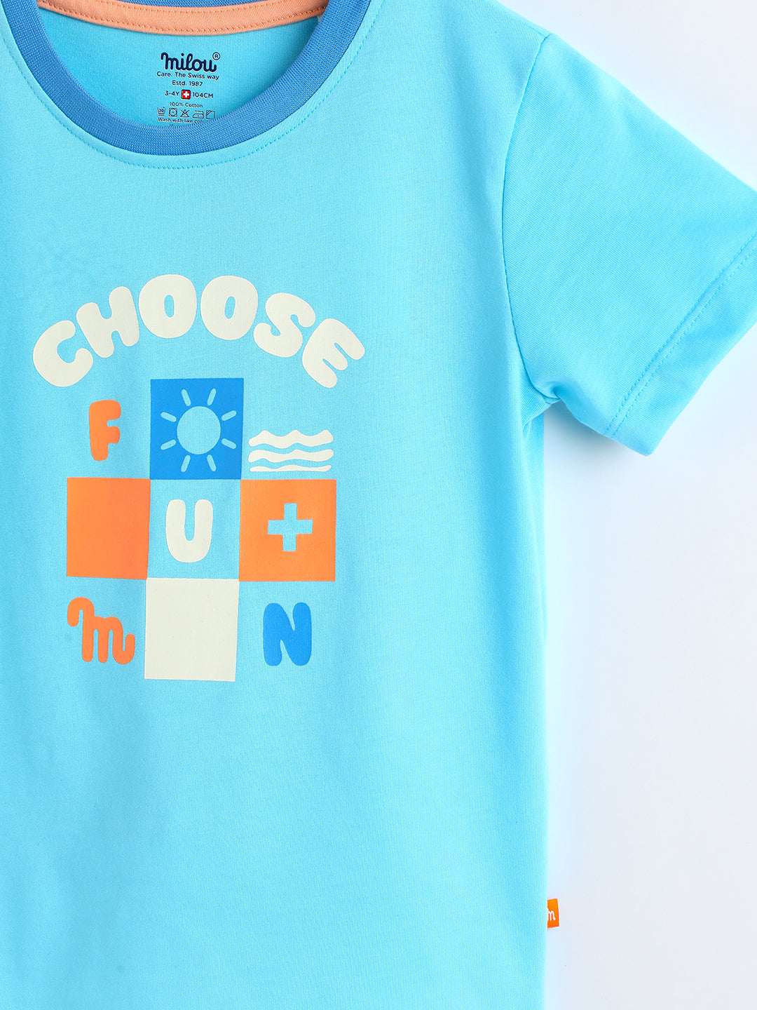 Milou Cotton Half Sleeves Bio Washed Printed T-Shirt -BBASICTEE004-TQ