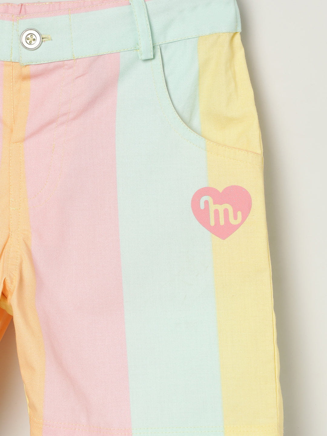 Milou Girls Pastel Stripe Cotton Shorts Pastel Stripe