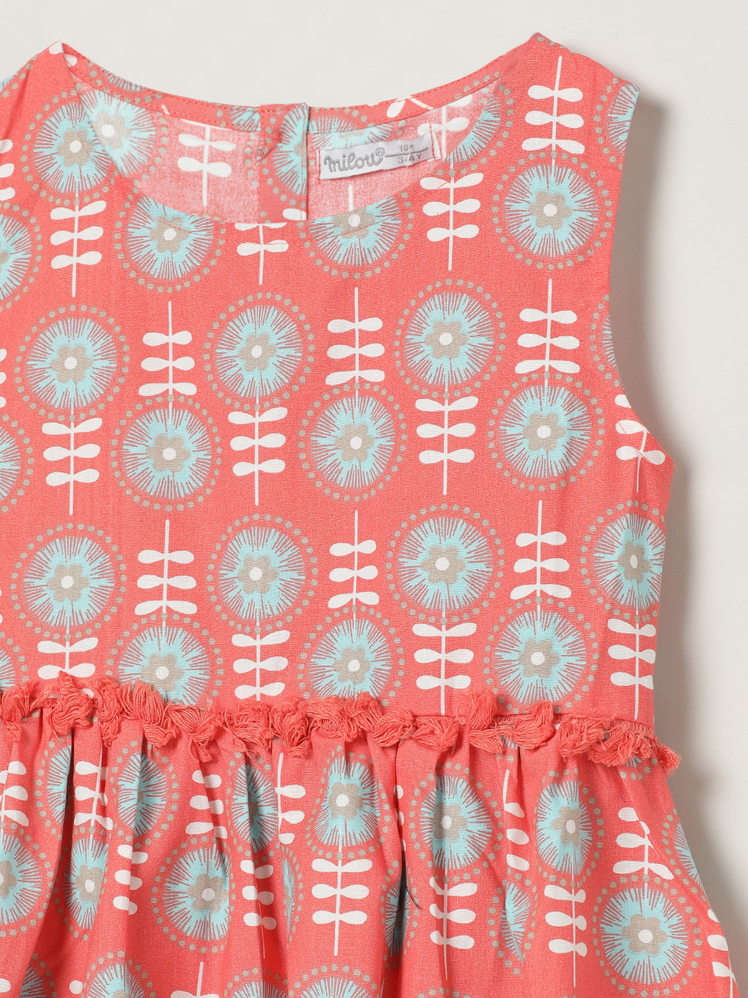 Milou Kids Cotton Bio Washed Sleeveless Girl's Dress for Girls - Light Pink