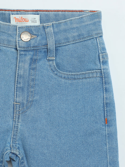 Milou Boys Mid Blue Cotton Denim Shorts