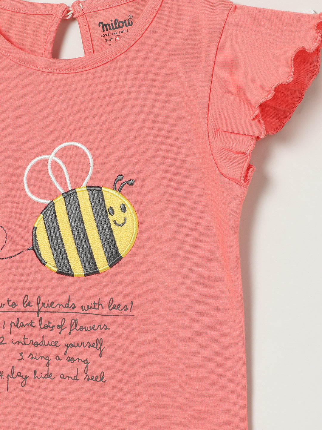 Milou Kids Cotton Bio Washed Printed T-Shirt for Girls TGVGTS038