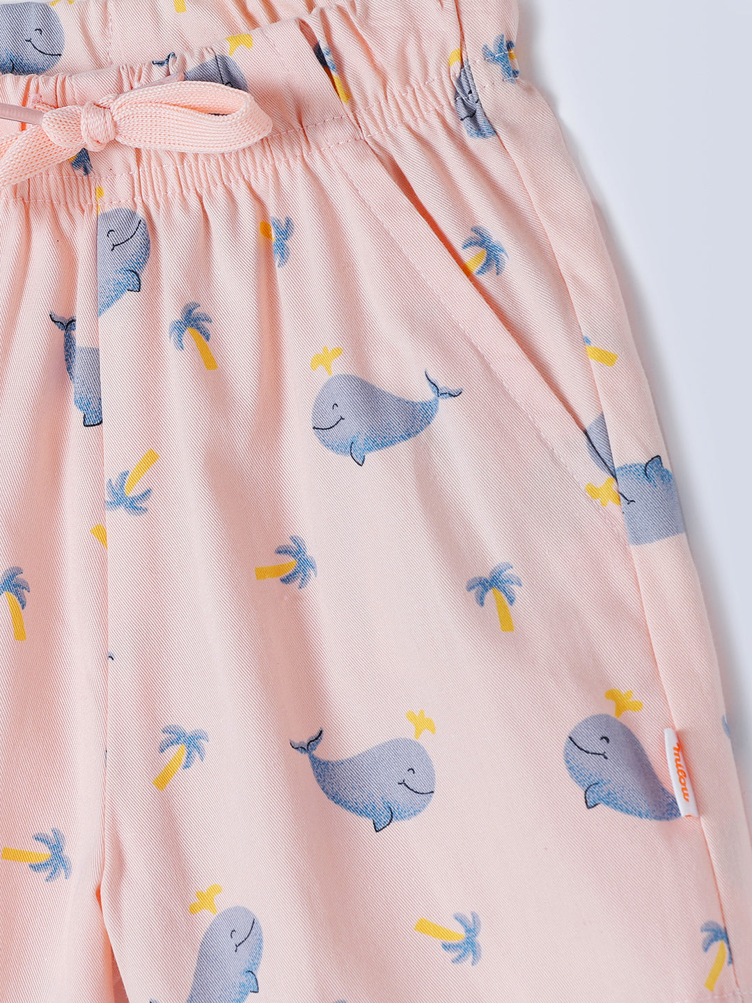 Milou Kids Cotton Bio Washed Printed Shorts for Boys - Light Pink