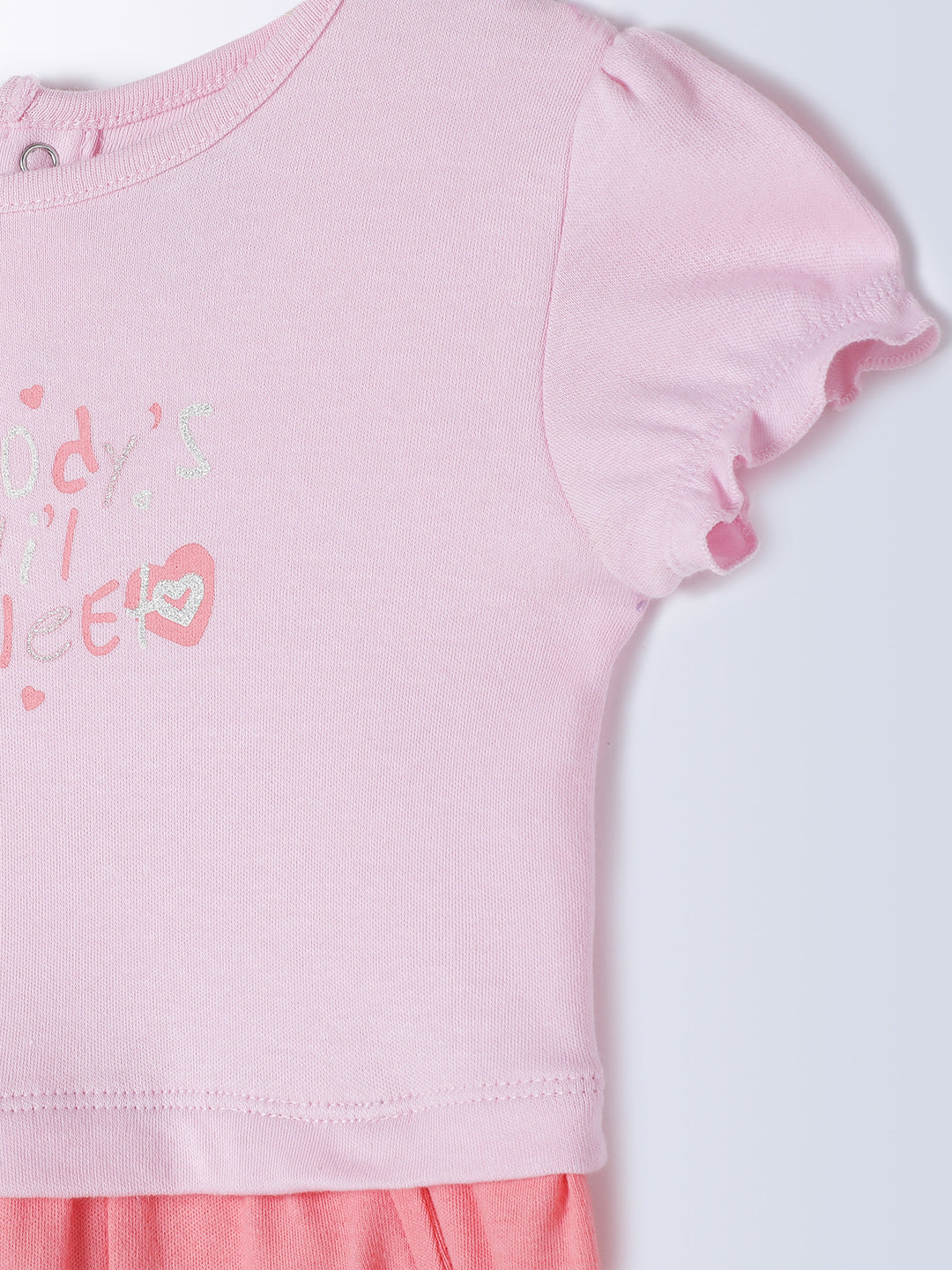 Milou Kids Cotton Bio Washed Printed Romper for Girls - Pink