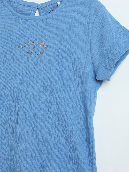 Milou Baby Girls Blue Cotton Top