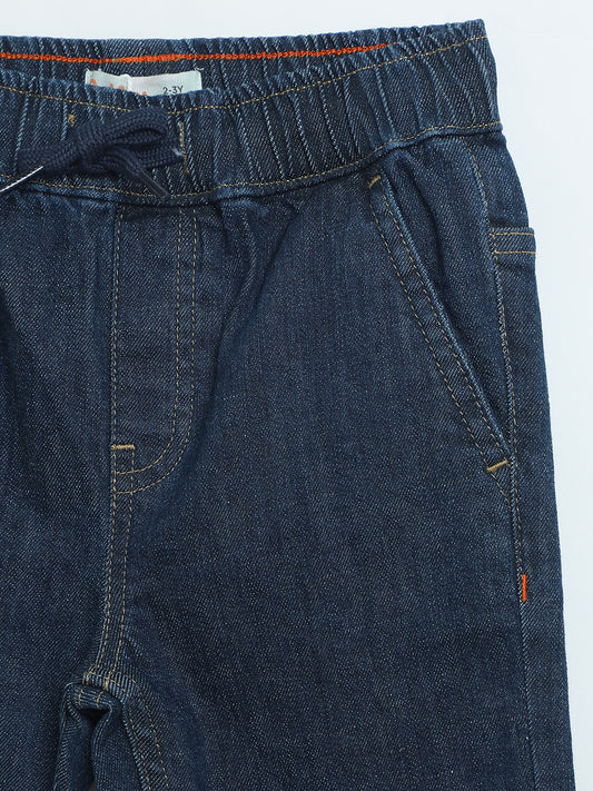 Milou Boys Dark Blue Cotton Denim Jeans | Comfortable Kids Everyday Pants