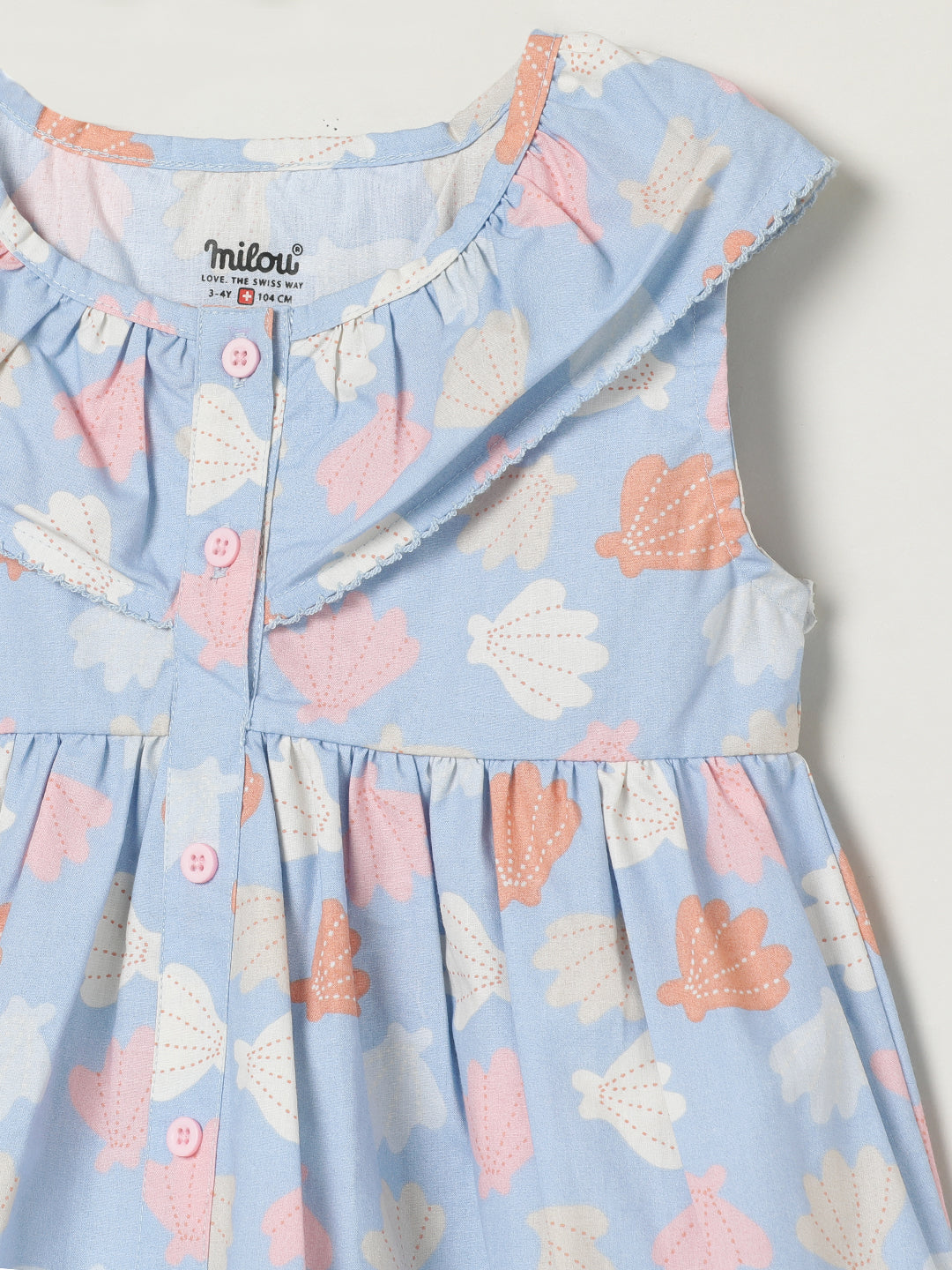 Milou Girls Blue Floral Cotton Dress