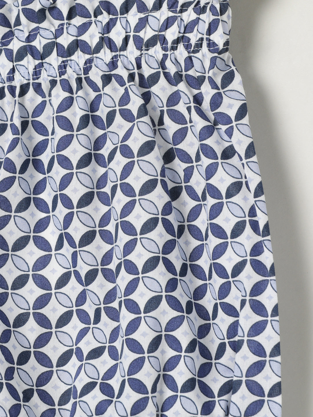 Milou Kids Cotton Bio Washed Printed Girls Shorts for Girls -White & Navy