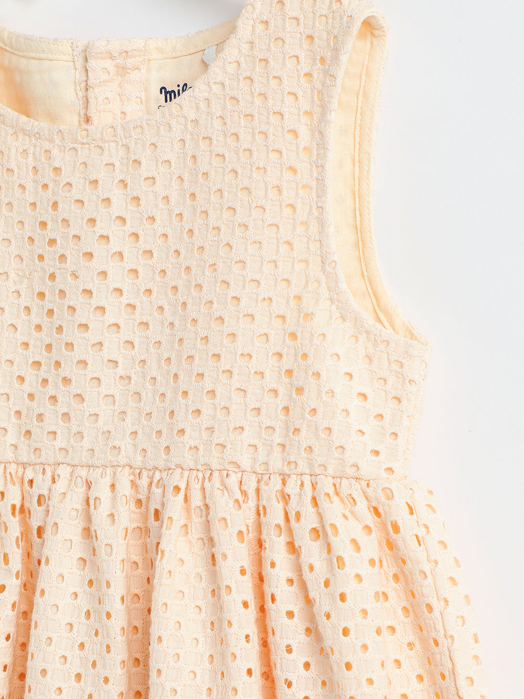 Baby Girls Peach Cotton Dress | Milou Kids