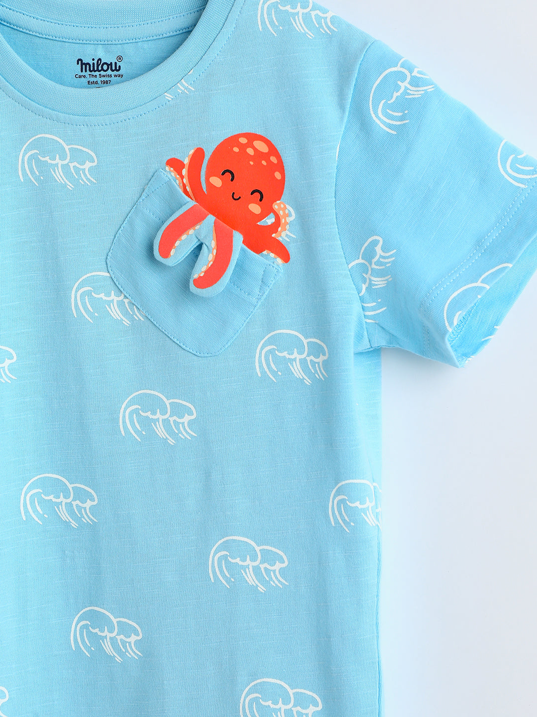 Milou Cotton Half Sleeves Bio Washed Printed T-Shirt - TBNCTEE002-PTFR