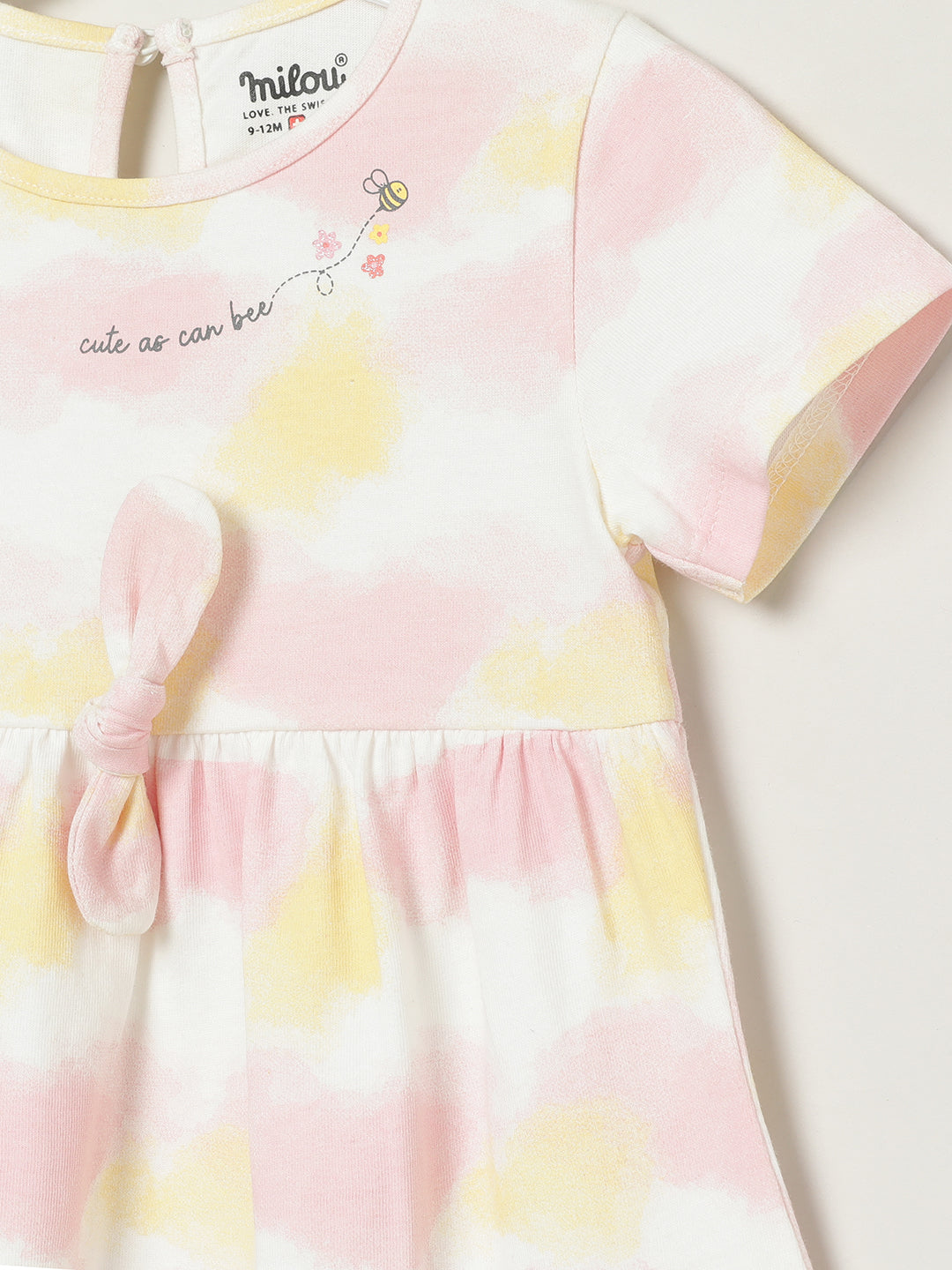 Milou Kids Colour Shaded Cotton Solid Bio Washed Dress for Girls -White Alyssum