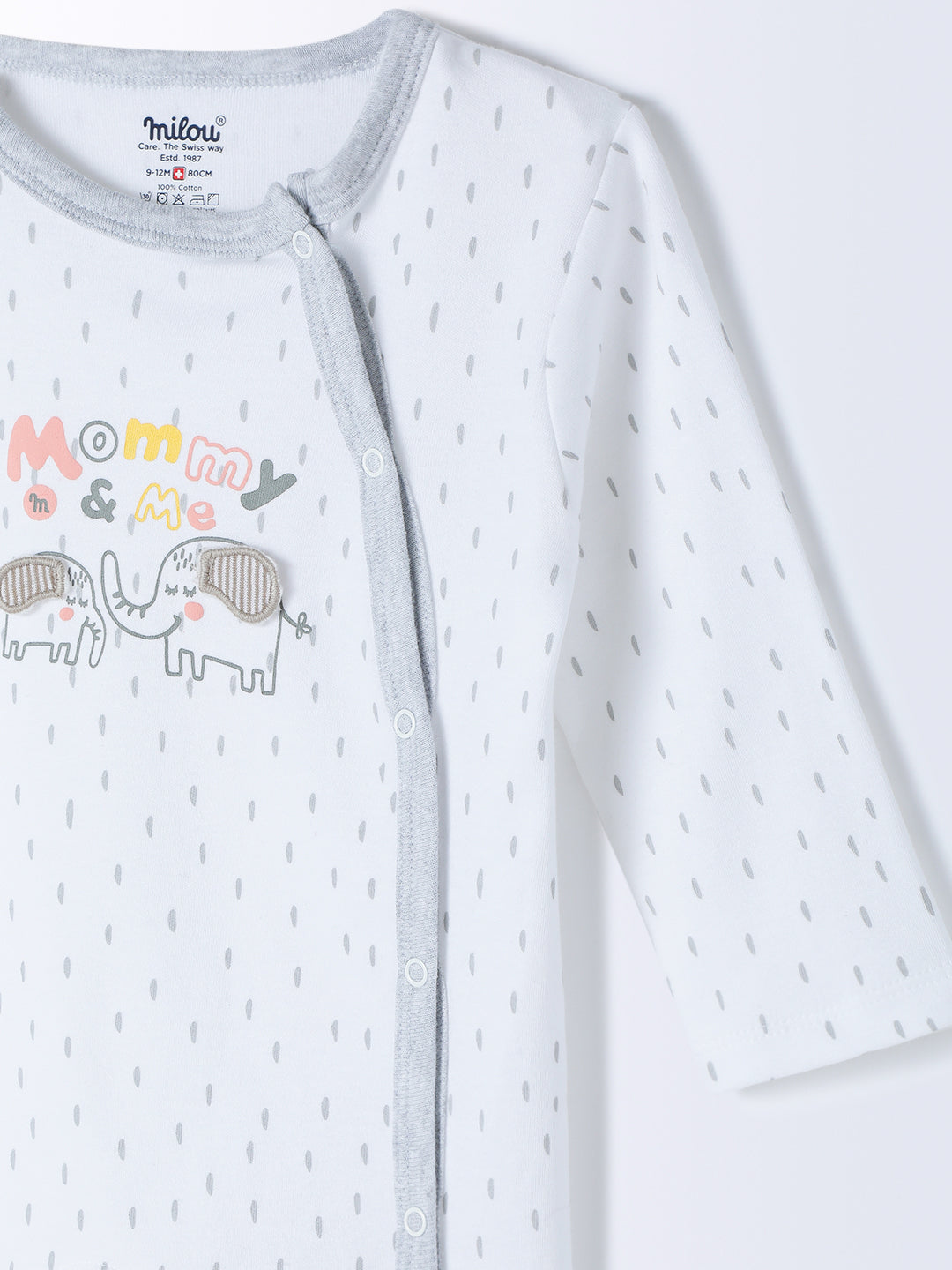 Milou Cotton Full Sleeves Bio Washed Infant Bodysuit - White