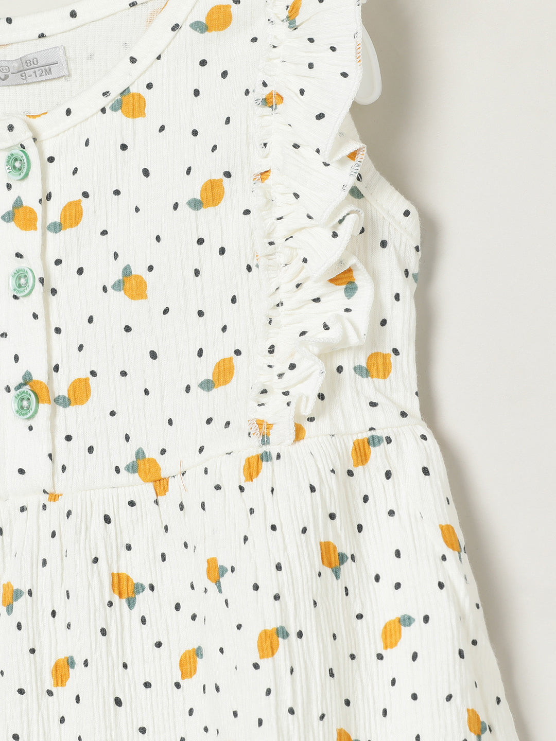 Milou Kids Cotton Printed Bio Washed Girls Dress for Girls -White