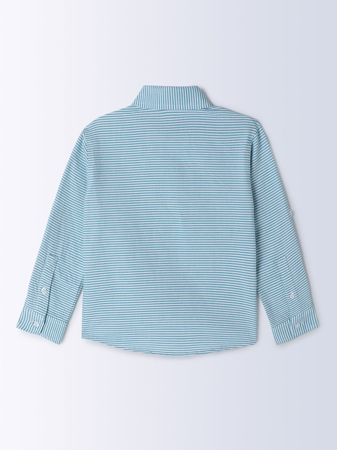 Milou Kids Cotton Full Sleeves Striped Bio Washed Shirt for Boys - Blue