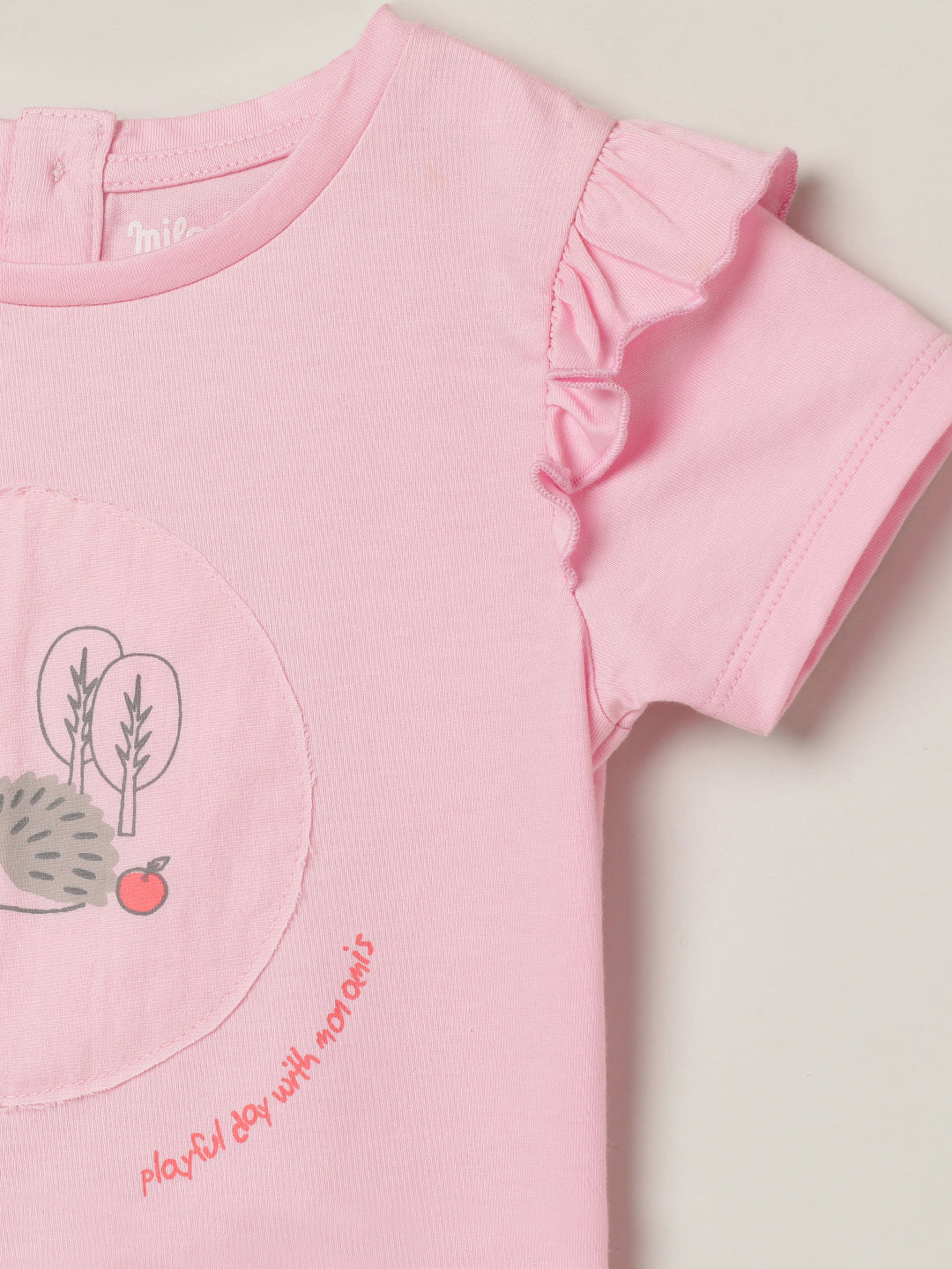Milou Baby Girls Short Sleeve Printed T-Shirt Pink