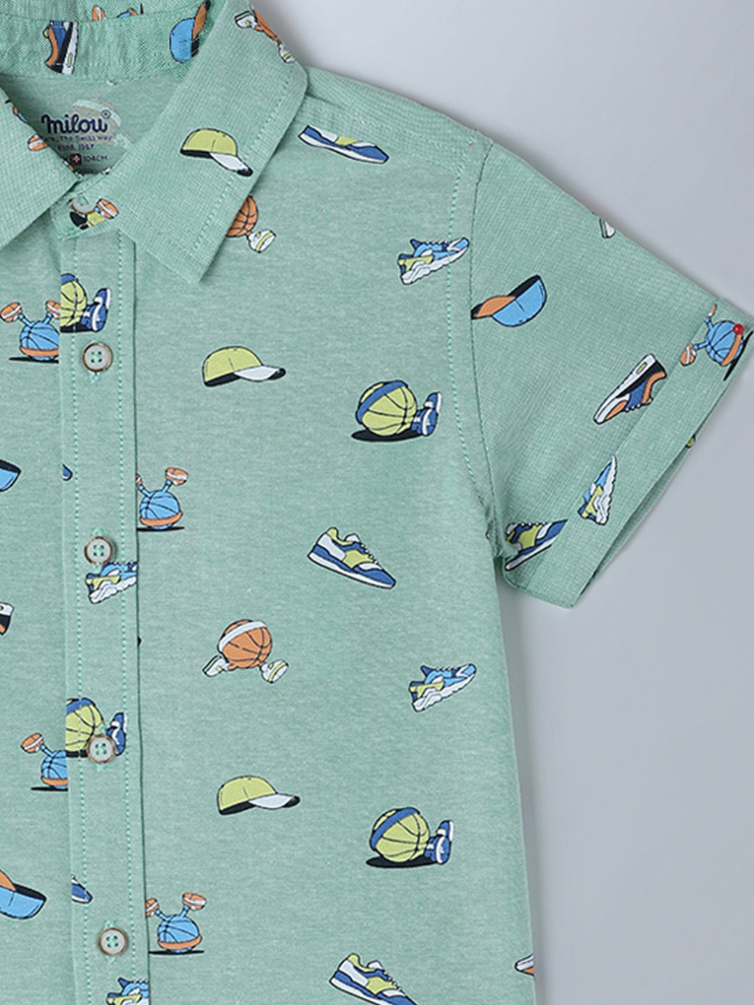 Milou Kids Cotton Half Sleeves All Over Printed Bio Washed Shirt for Boys SH-CU007