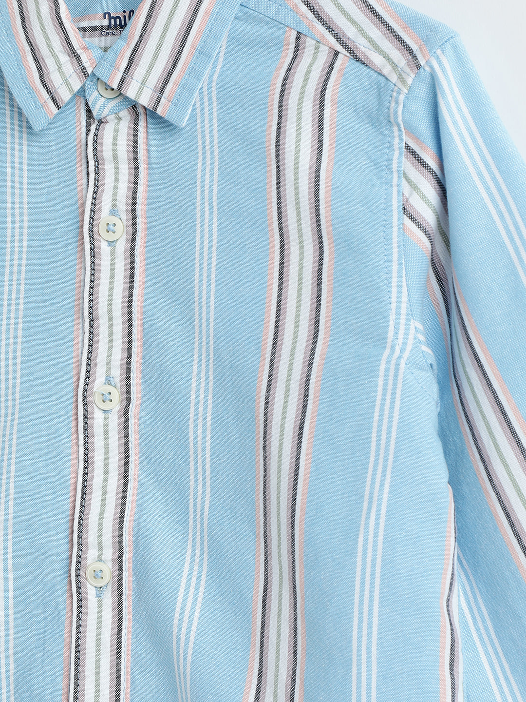 Milou Kids Cotton Full Sleeves Striped Bio Washed Shirt for Boys-SH-RE019-BLWH