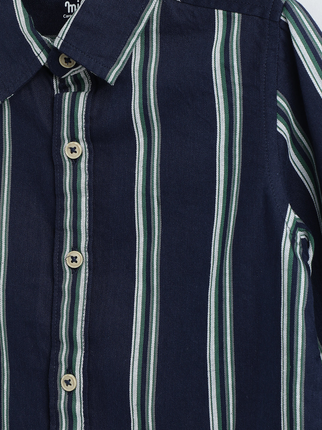 Milou Boys Full Sleeve Stripedd Bio-Washed Shirt Navy Blue Striped