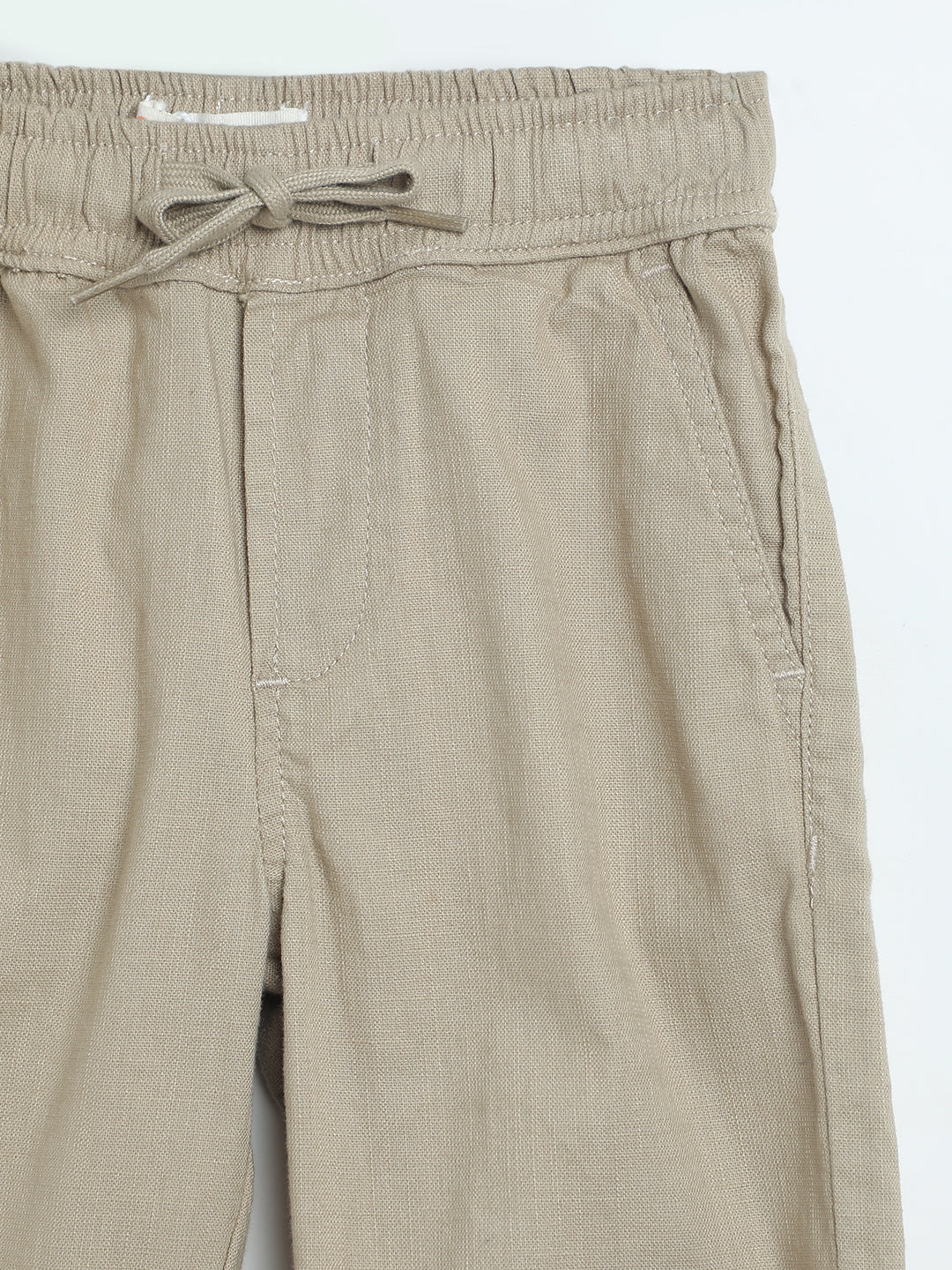 Milou Boys Slub Cotton Casual Trousers Beige