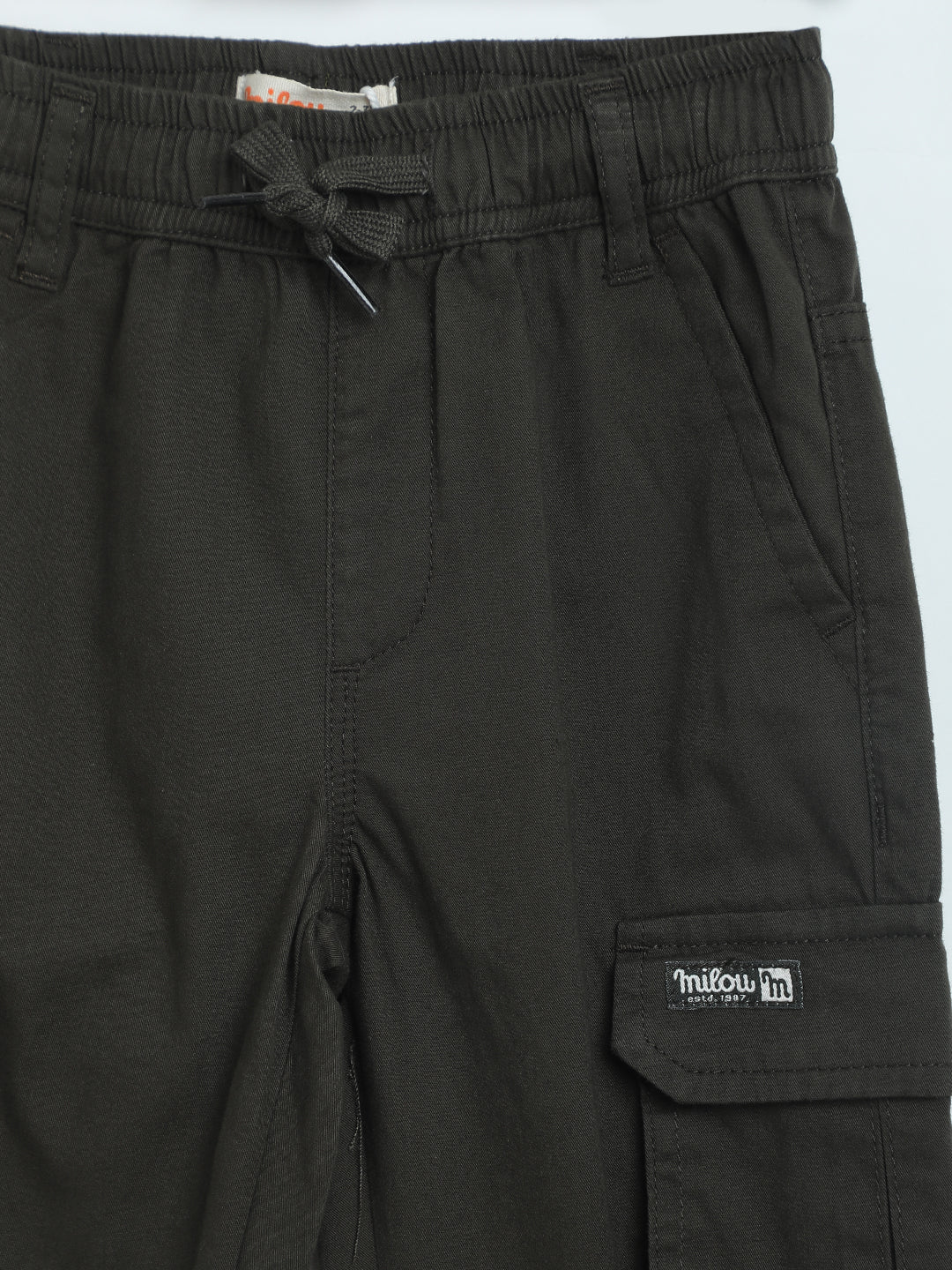 Milou Boys Olive Linen Cargo Pants